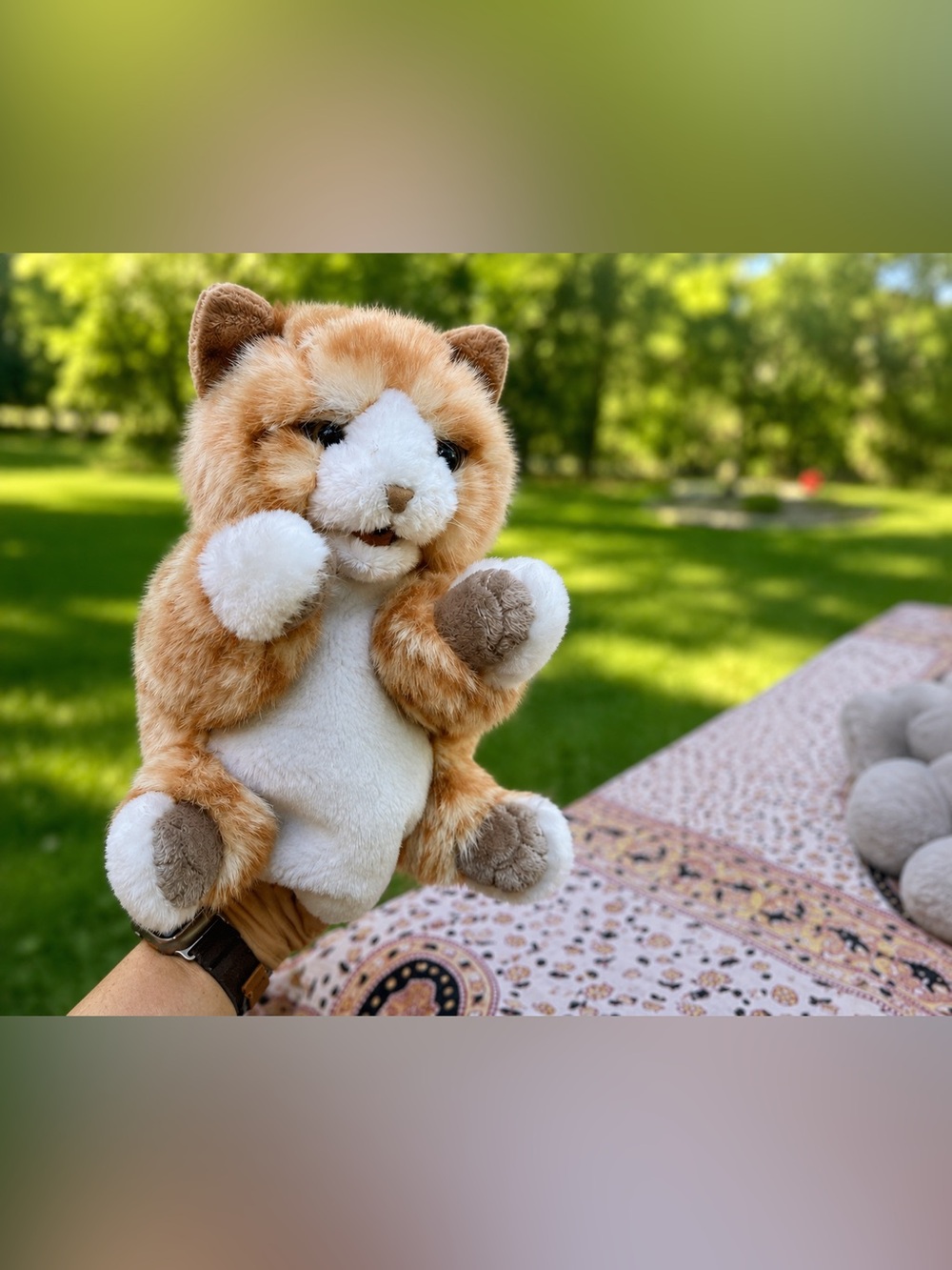 Folkmanis Orange Tabby Kitten Hand Puppet Plush Cat Interactive Toy Realistic